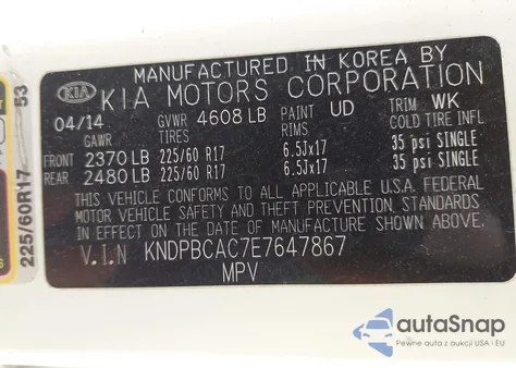 2014 Kia Sportage Lx from USA, damaged, VIN KNDPBCAC7E7647867